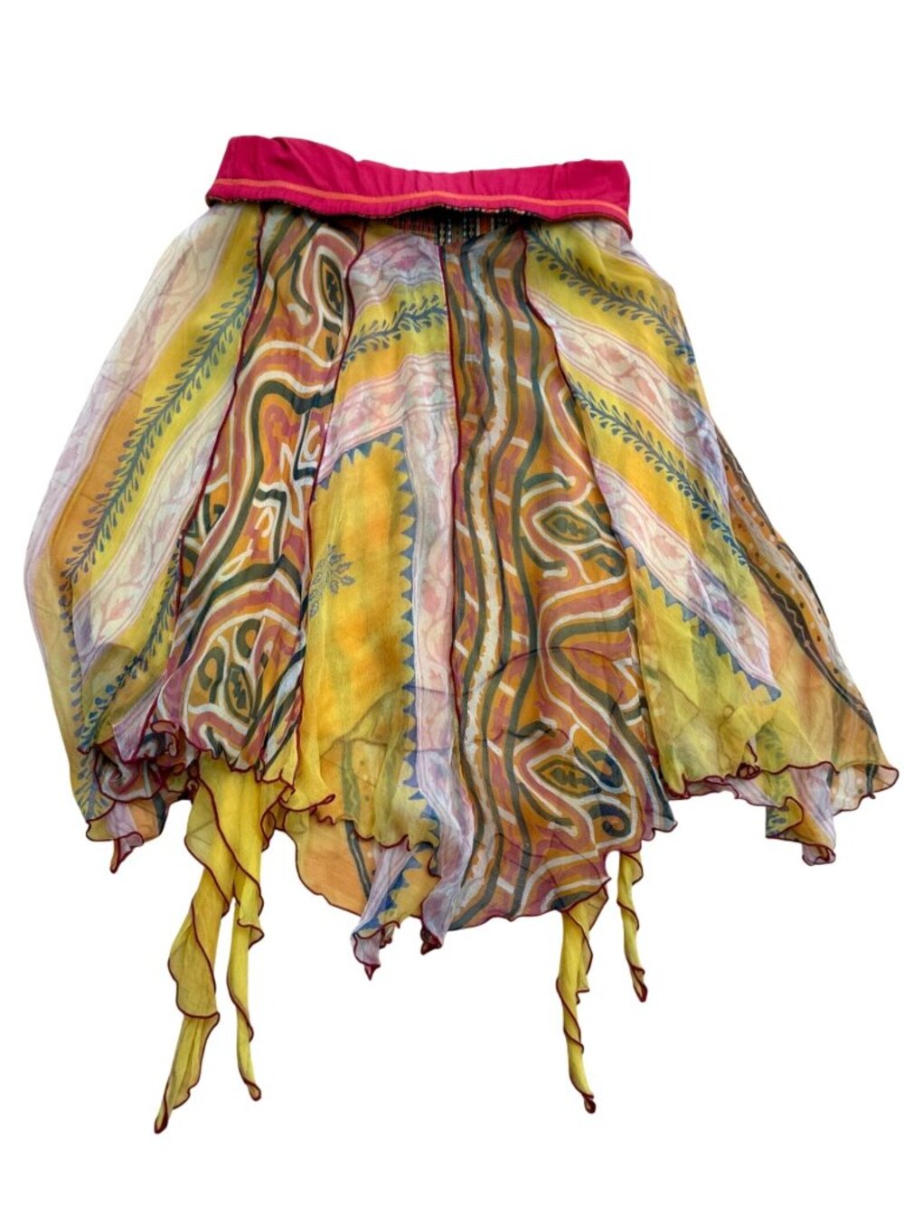 Paul Ropp Women's Boho Skirt Size 3 M Multicolor Handkerchief Hem Y2K Asymmetric